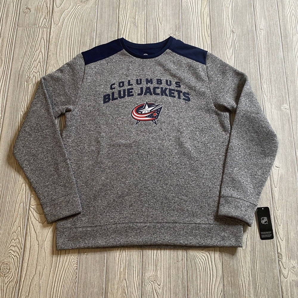 NHL Columbus Blue Jackets Logo Crewneck Pullover Sweatshirt Mens M Gray Blue New